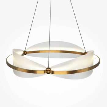 Maytoni LED závesná lampa Breeze, Ø 60 cm, mosadz/čierna, akryl