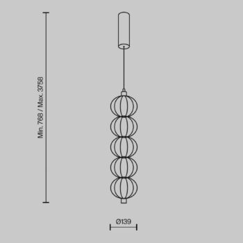 Maytoni LED závesné svetlo Golden Cage, vertikálne, Ø 13,9 cm