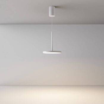Maytoni LED závesné svetlo Plato, biele, Ø 18,5 cm, hliník