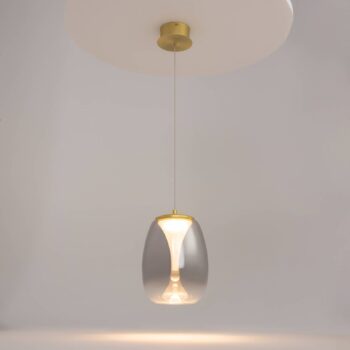 Maytoni LED závesné svetlo Splash, dymovo sivá, Ø 20 cm, sklo