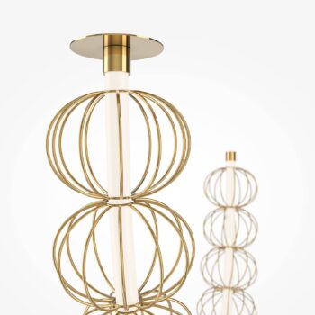 Maytoni LED závesné svietidlo Golden Cage, 2-dielne, výška 84 cm
