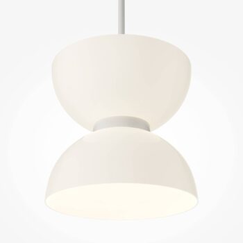 Maytoni LED závesné svietidlo Kyoto, biele, Ø 22 cm, sklo, kov