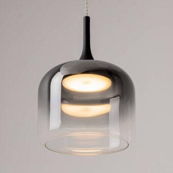 Maytoni LED závesné svietidlo Spirito, dymovo šedé, sklo, Ø 26 cm