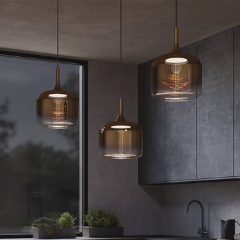 Maytoni LED závesné svietidlo Spirito, zlatá, sklo/kov, Ø 26 cm