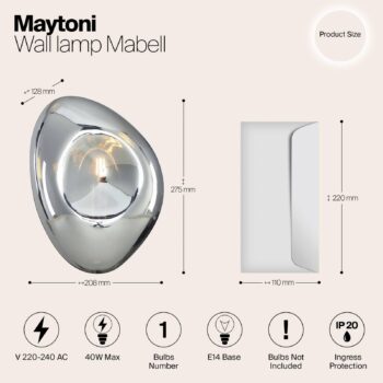 Maytoni Mabell nástenné svetlo zo skla, chróm