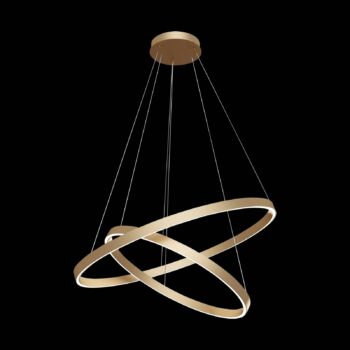 Maytoni Rim závesné LED svetlo 840, 2 kruhy mosadz