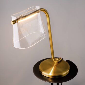 Maytoni Stolová LED lampa Cabaret, mosadz/číra, výška 48,5 cm