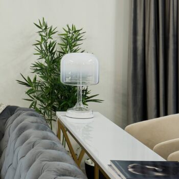 Maytoni Stolová LED lampa Spirito, biela, sklo, výška 42 cm