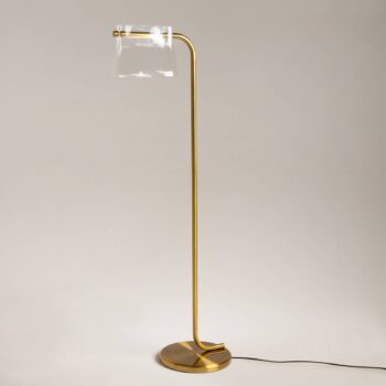 Maytoni sklenená stojaca lampa Cabaret, mosadz, výška 126,5 cm