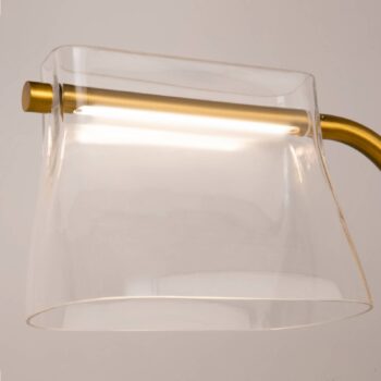 Maytoni sklenená stojaca lampa Cabaret, mosadz, výška 126,5 cm