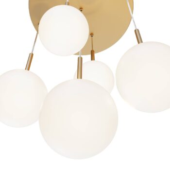 Maytoni závesná lampa Basic form, zlatá, Ø 58 cm 5 svetiel, sklo