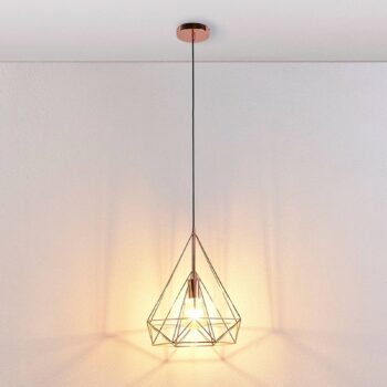 Medená klietková závesná lampa Jossa