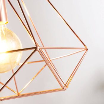 Medená klietková závesná lampa Jossa