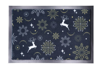Mercury Flooring, Rohožka vianočná Snehové vločky so sobmi, 40x60, viacfarebná
