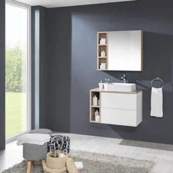 Mereo Aira, kúpeľňová skrinka s keramickým umývadlom 81 cm, biela CN711