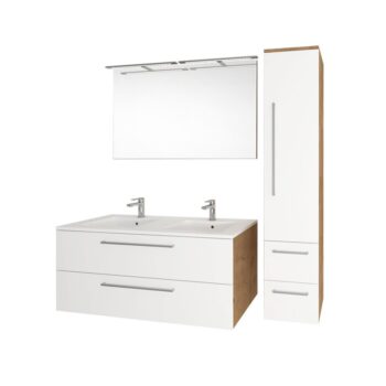 Mereo Bino, kúpeľňová skrinka s keramickým umývadlom 121 cm, biela/dub CN673