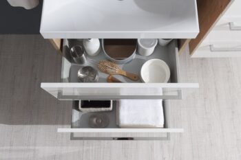 Mereo Bino, kúpeľňová skrinka s umývadlom z liateho mramoru 61 cm, biela CN660M