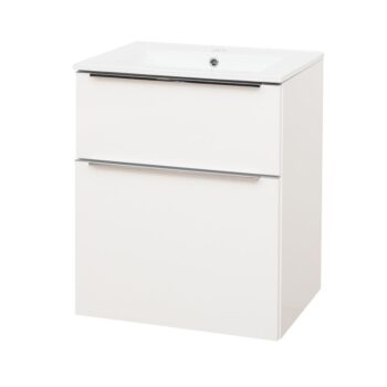 Mereo Mailo, kúpeľňová skrinka s keramickým umývadlom 61 cm, biela, chróm madlo CN510