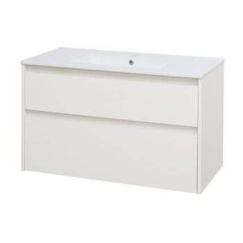 Mereo Opto, kúpeľňová skrinka s keramickým umývadlom 101 cm, biela CN912