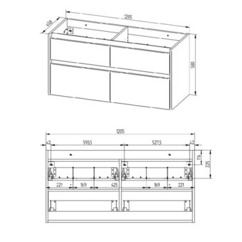 Mereo Opto, kúpeľňová skrinka s keramickým umývadlom 121 cm, biela CN913