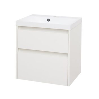 Mereo Opto, kúpeľňová skrinka s umývadlom z liateho mramoru 61 cm, biela CN910M