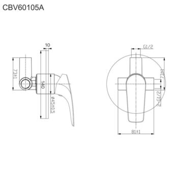 Mereo Sprchová podomietková batéria bez prepínača, Eve, Mbox, gulatý kryt, chróm CBV60105A