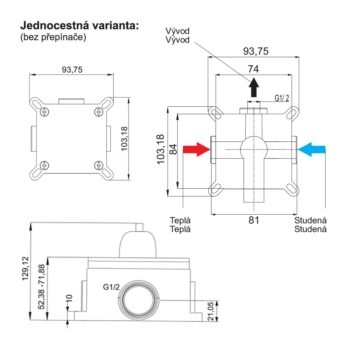Mereo Sprchová podomietková batéria bez prepínača, Mada, Mbox, gulatý kryt, chróm CBQ60105MA
