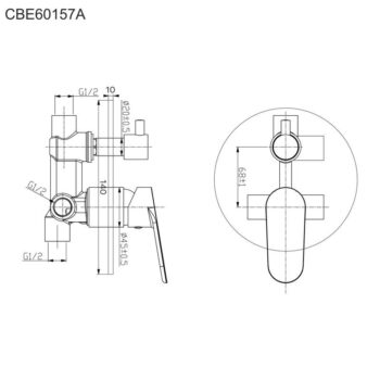 Mereo Sprchová podomietková batéria s trojcestným prepínačom, Viana, Mbox, gulatý kryt, chróm CBE60157A