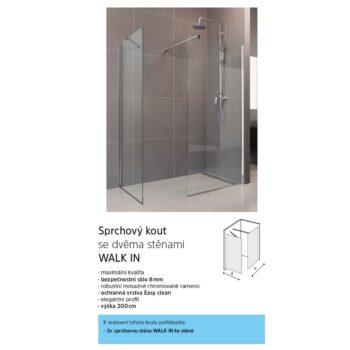 Mereo Sprchová stena WALK IN, Novea, 80x200 cm, chróm ALU, sklo Číre CK10601H
