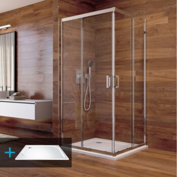 Mereo Sprchovací set: LIMA, obdĺžnik, 100x80 cm, chróm  ALU, sklo Point, vanička liatá mramor CK82412KM
