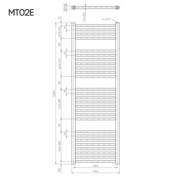 Mereo Vykurovací rebrík rovný 450x1330 mm, biely, elektrický MT02E