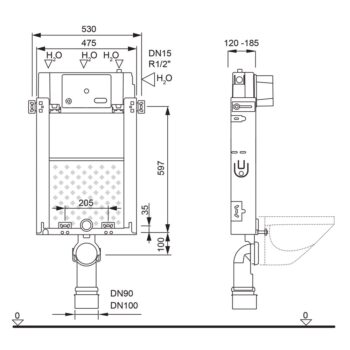 Mereo WC set - Rimless WC, modul na zamurovanie, biele oválne tlačidlo MM01SETR