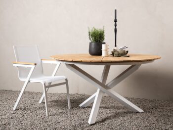 Mexico stôl ø140 cm s teakovou doskou