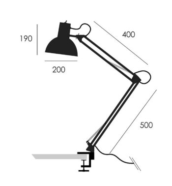 Midgard pružinová stolová lampa so svorkou, biela