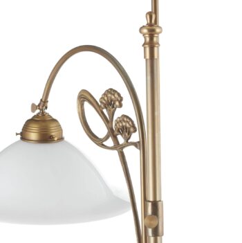 Mosadzná stojaca lampa Alwine dvoj-plameňová