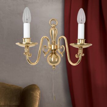 Mosadzné nástenné svietidlo Imke, dvoj-plameňové