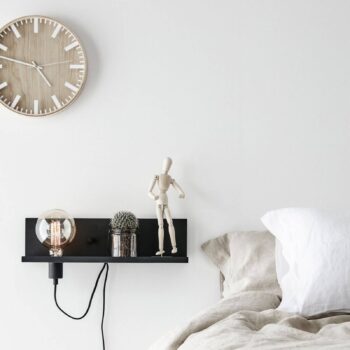 Multifunkčné nástenné svietidlo, čierne, žehlička, nabíjacia zásuvka USB