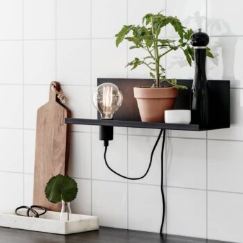 Multifunkčné nástenné svietidlo, čierne, žehlička, nabíjacia zásuvka USB