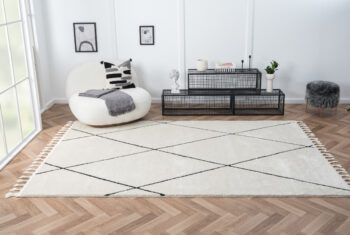 My Flair, Kusový koberec Moroccan Charm weiß, 200x140, čiernobiela, obývacia izba