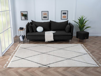 My Flair, Kusový koberec Moroccan Charm weiß, 240x190, čiernobiela, obývacia izba