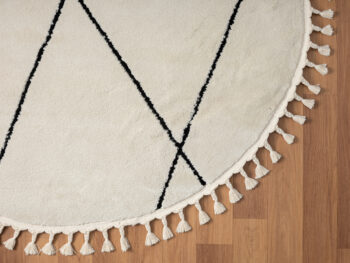 My Flair, Kusový koberec Moroccan Charm weiß kruh, 140x140, čiernobiela, obývacia izba