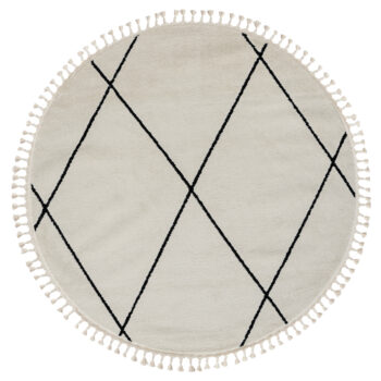 My Flair, Kusový koberec Moroccan Charm weiß kruh, 140x140, čiernobiela, obývacia izba