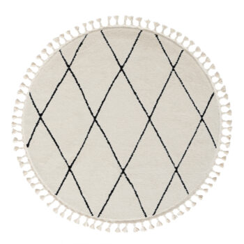 My Flair, Kusový koberec Moroccan Fantasy weiß kruh, 140x140, čiernobiela, obývacia izba
