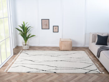 My Flair, Kusový koberec Moroccan Serenity weiß, 200x140, čiernobiela, obývacia izba