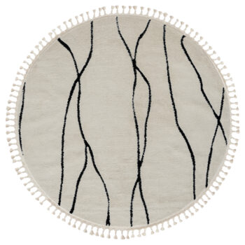 My Flair, Kusový koberec Moroccan Serenity weiß kruh, 140x140, čiernobiela, obývacia izba