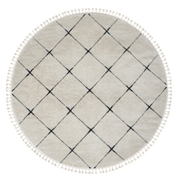 My Flair, Kusový koberec Moroccan Vision weiß kruh, 140x140, čiernobiela, obývacia izba