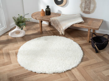 My Flair, Kusový koberec My Shaggy creme kruh, 150x150, biela, chodba / predsieň