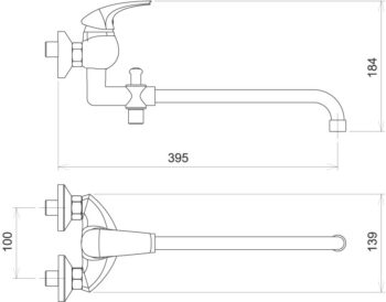 NOVASERVIS - Paneláková batéria bez príslušenstva 100 mm Metalia 57 chróm 57037/1,0