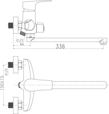 NOVASERVIS - Paneláková batéria bez sprchy 150 mm Titania Nice chróm 97071/1,0