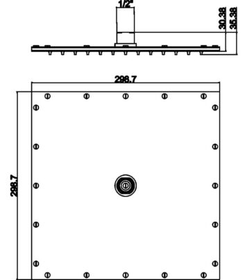 NOVASERVIS - Pevná sprcha nerez štvorec "tropický dážď" 300 mm chróm RUPV/246,0